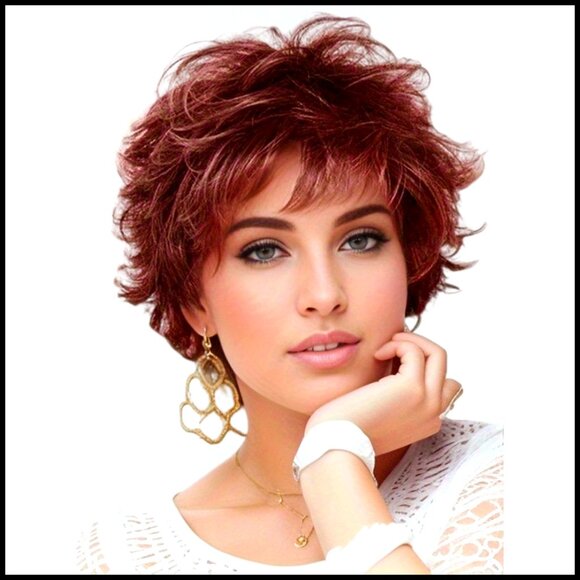 Short Curly Pixie Cut Wig Layered Synthetic Natural Looking Party Daily Wear main image 5